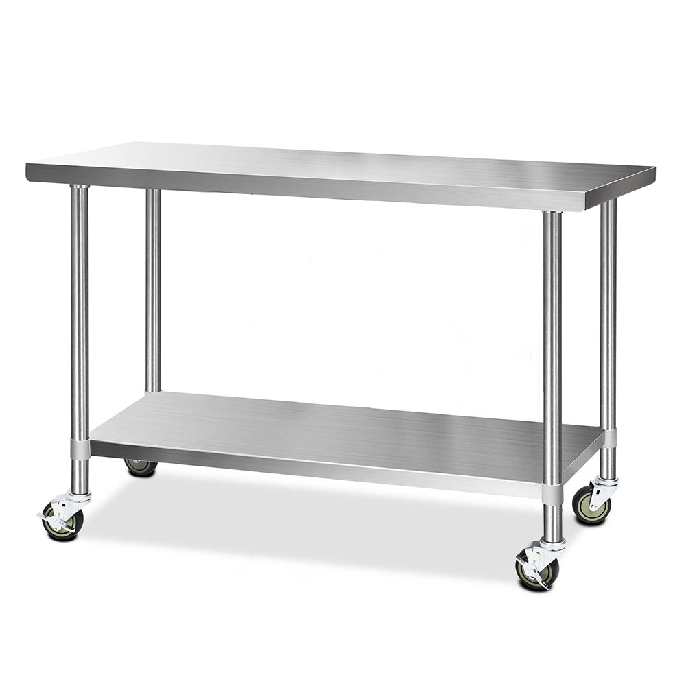 Cefito 1524x610mm Stainless Steel Kitchen Bench with Wheels 304 - Cosy Abode