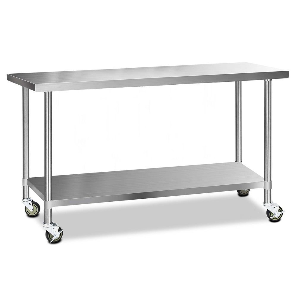 Cefito 1829x610mm Stainless Steel Kitchen Bench with Wheels 304 - Cosy Abode
