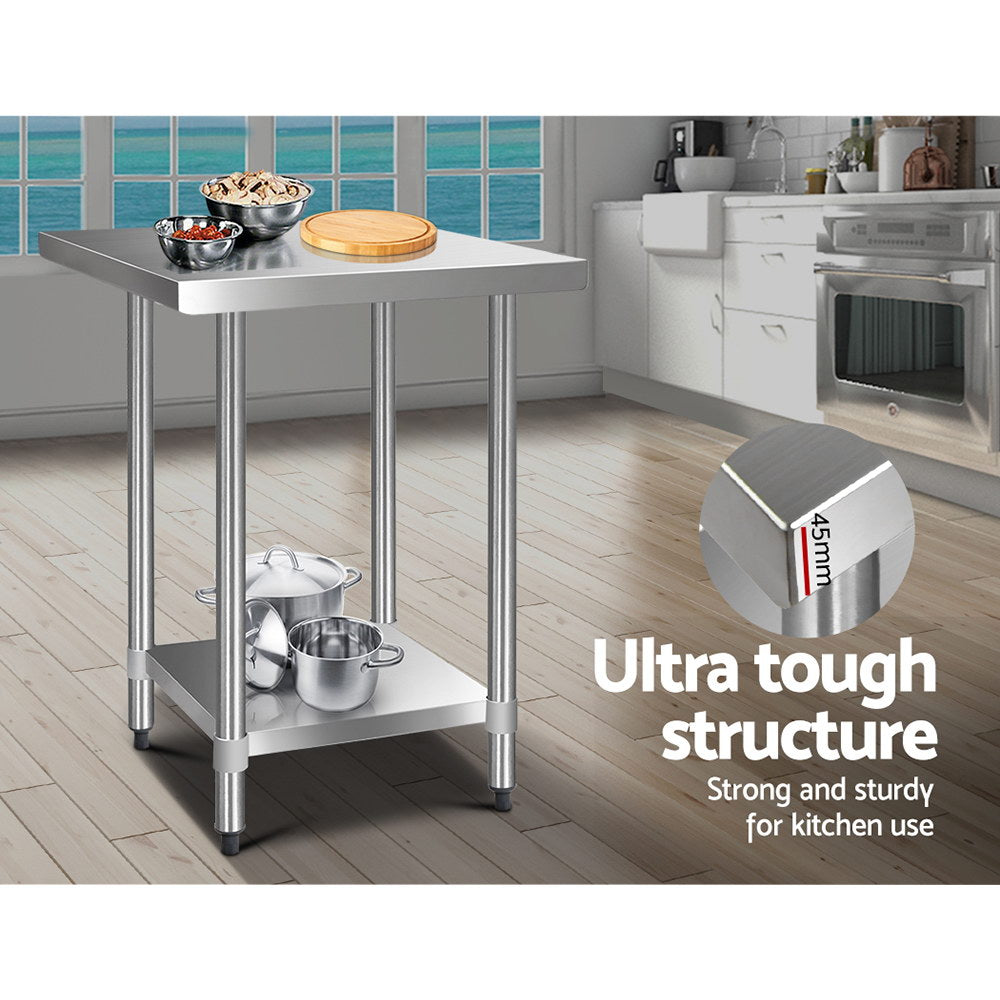 Cefito 760x760mm Stainless Steel Kitchen Bench 430 - Cosy Abode