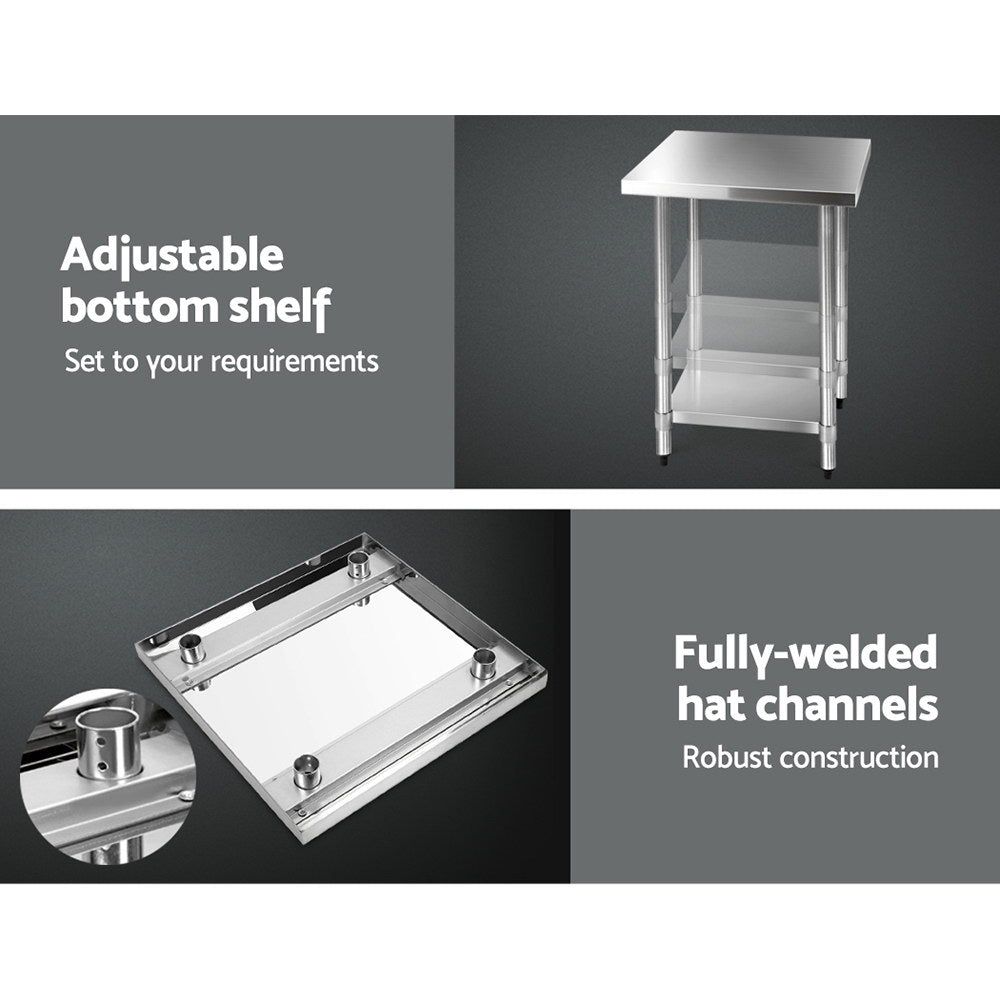 Cefito 760x760mm Stainless Steel Kitchen Bench 430 - Cosy Abode