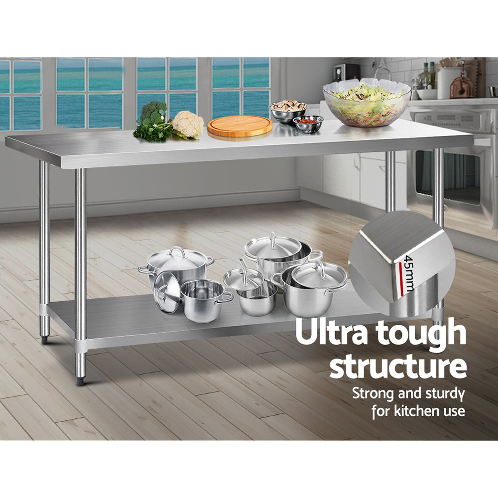 Cefito 1829x760mm Stainless Steel Kitchen Bench 430 - Cosy Abode