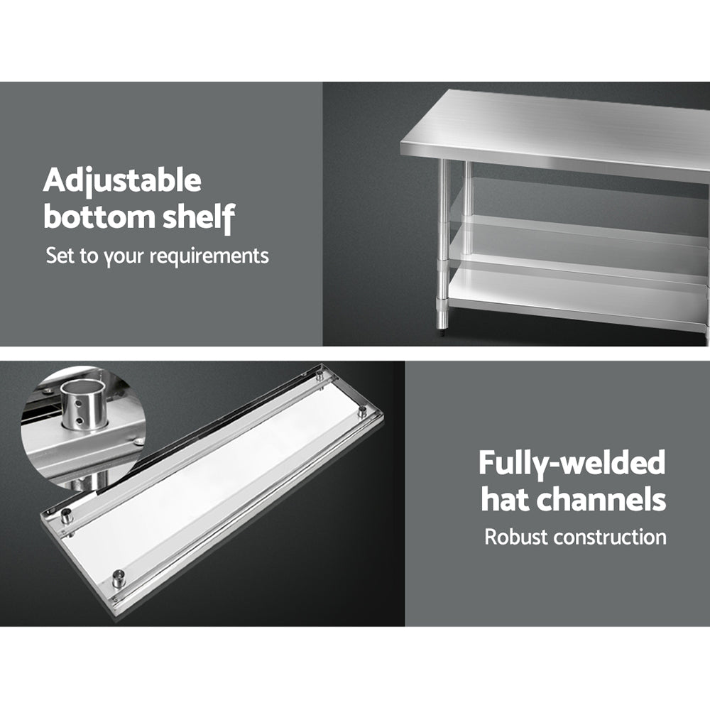 Cefito 1829x760mm Stainless Steel Kitchen Bench 430 - Cosy Abode