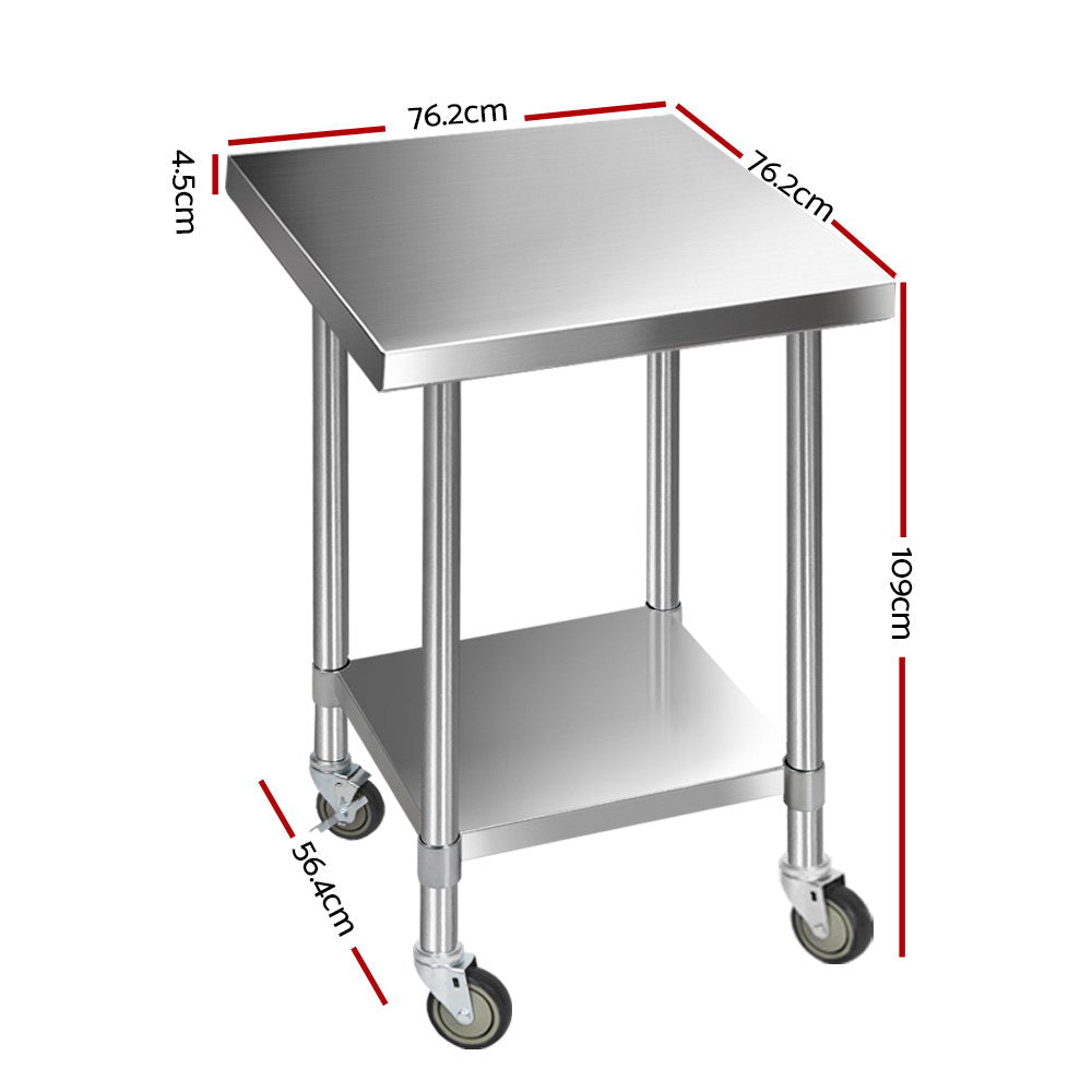 Cefito 760x760mm Stainless Steel Kitchen Bench with Wheels 430 - Cosy Abode