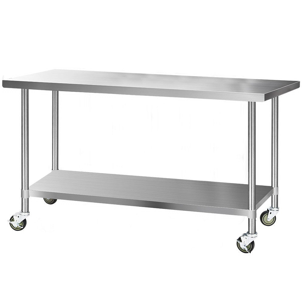 Cefito 1829x760mm Stainless Steel Kitchen Bench with Wheels 430 - Cosy Abode