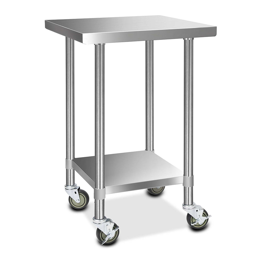 Cefito 610x610mm Stainless Steel Kitchen Bench with Wheels 430 - Cosy Abode