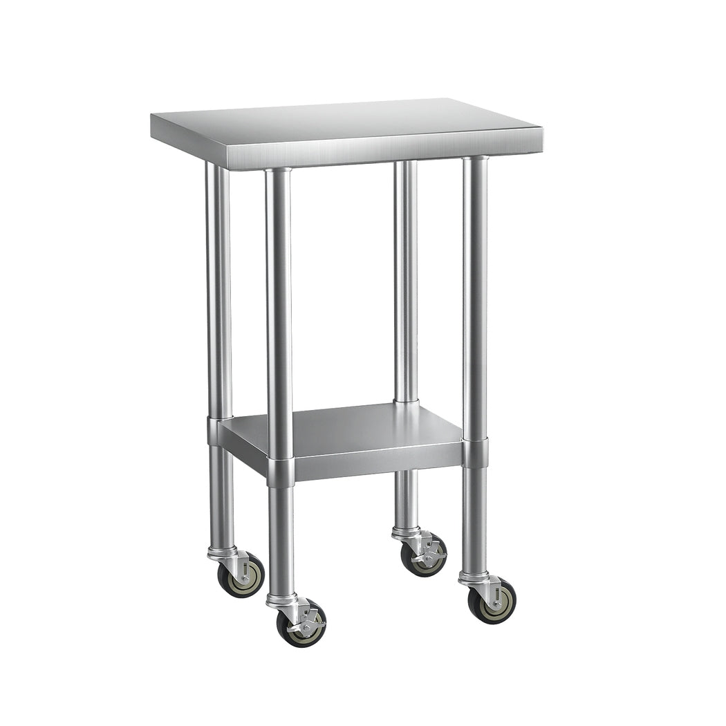 Cefito Stainless Steel Kitchen Benches Work Bench Wheels 61X46CM 430 - Cosy Abode