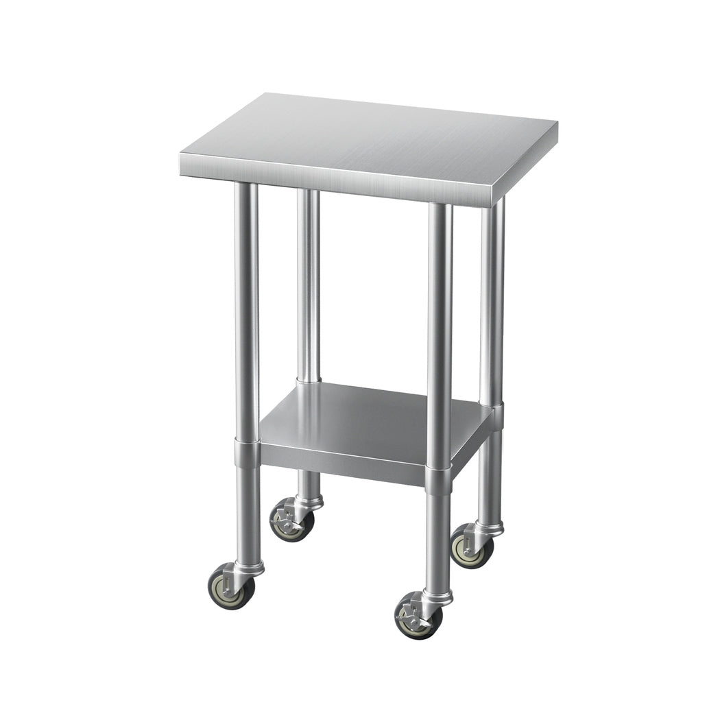 Cefito Stainless Steel Kitchen Benches Work Bench Wheels 61X46CM 430 - Cosy Abode