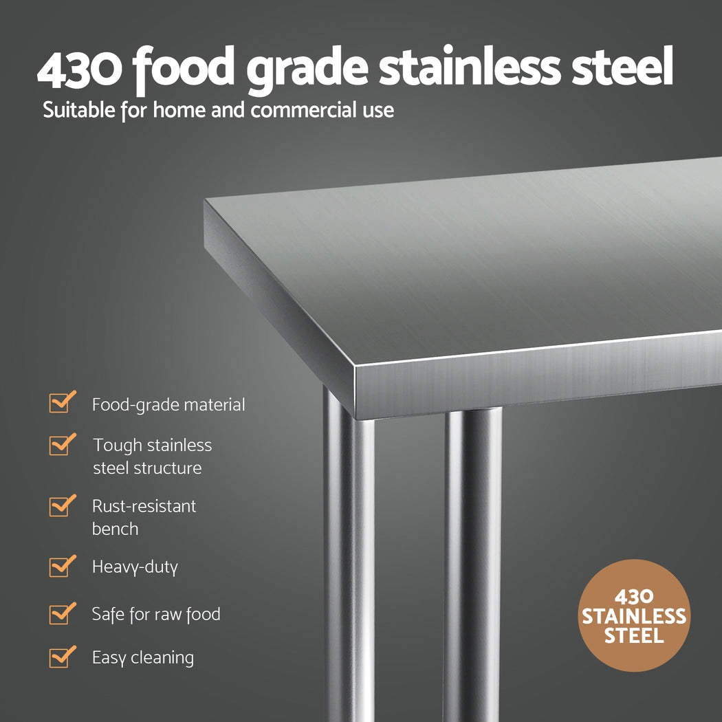 Cefito Stainless Steel Kitchen Benches Work Bench Wheels 61X46CM 430 - Cosy Abode
