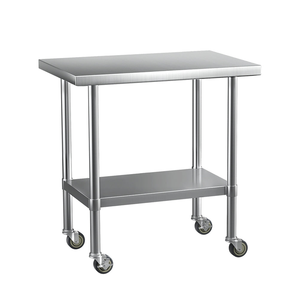 Cefito Stainless Steel Kitchen Benches Work Bench Wheels 91X61CM 430 - Cosy Abode