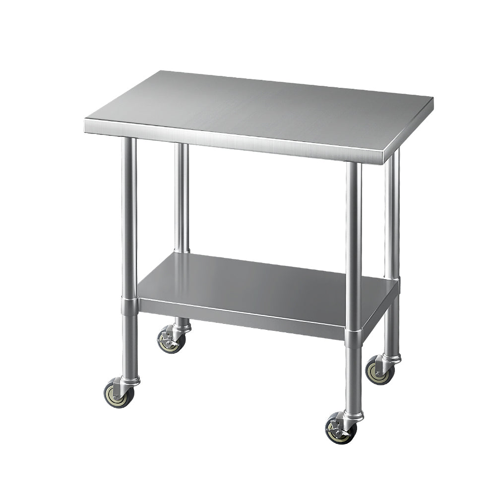 Cefito Stainless Steel Kitchen Benches Work Bench Wheels 91X61CM 430 - Cosy Abode