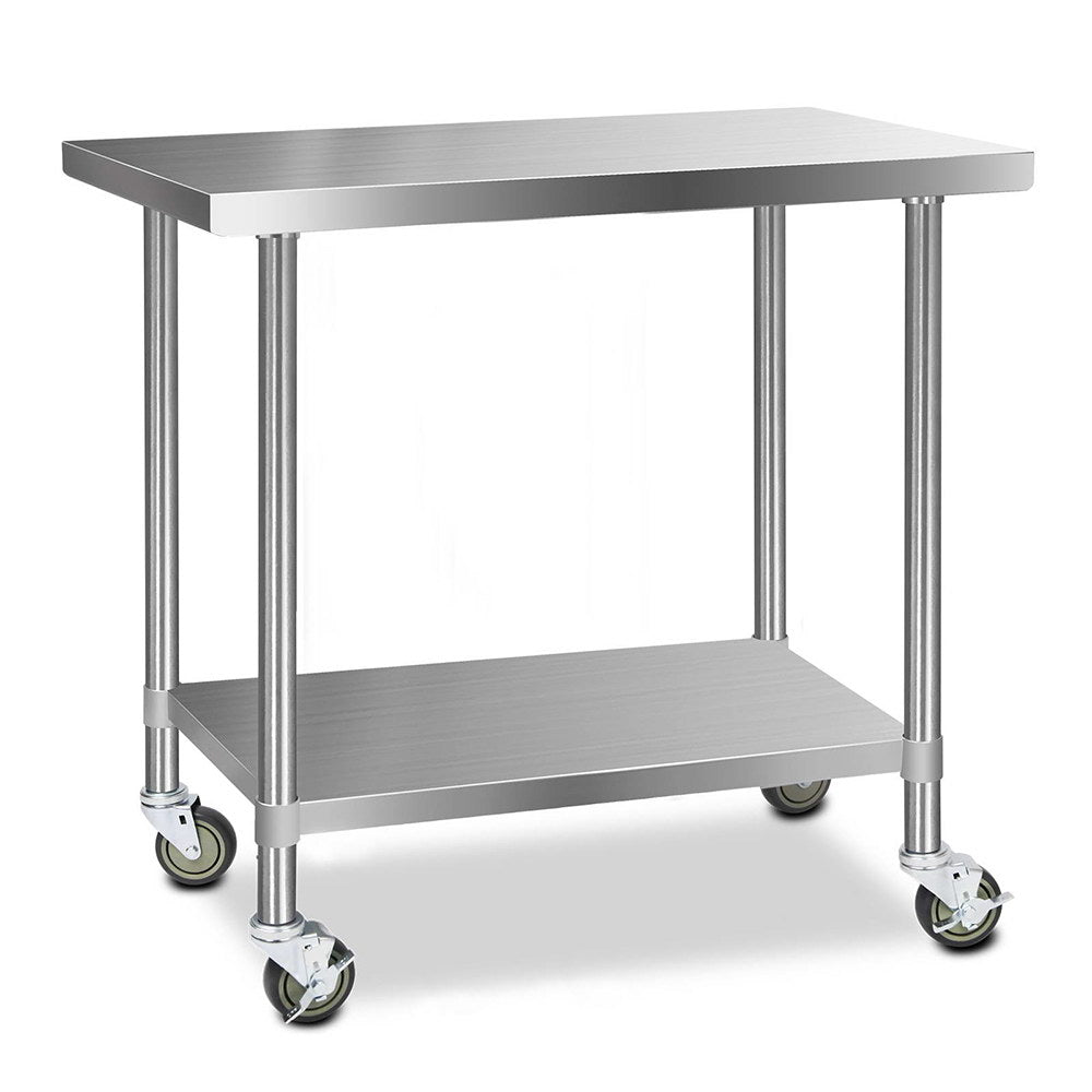Cefito 1219x610mm Stainless Steel Kitchen Bench with Wheels 430 - Cosy Abode