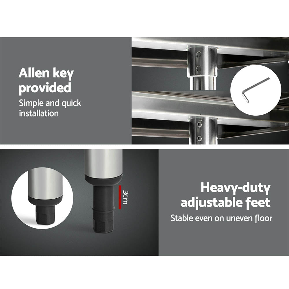 Cefito 1524x610mm Stainless Steel Kitchen Bench with Wheels 430 - Cosy Abode