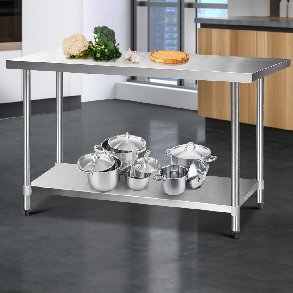 Cefito 1524x610mm Stainless Steel Kitchen Bench with Wheels 430 - Cosy Abode