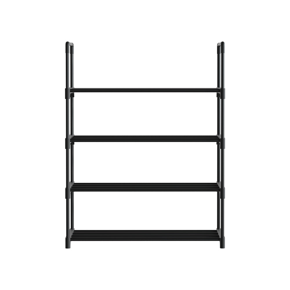 Artiss Shoe Rack 4-tier 12 Pairs Stackable Black - Cosy Abode