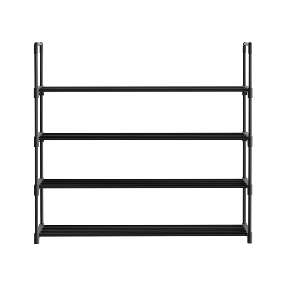 Artiss Shoe Rack 4-tier 16 Pairs Stackable Black - Cosy Abode