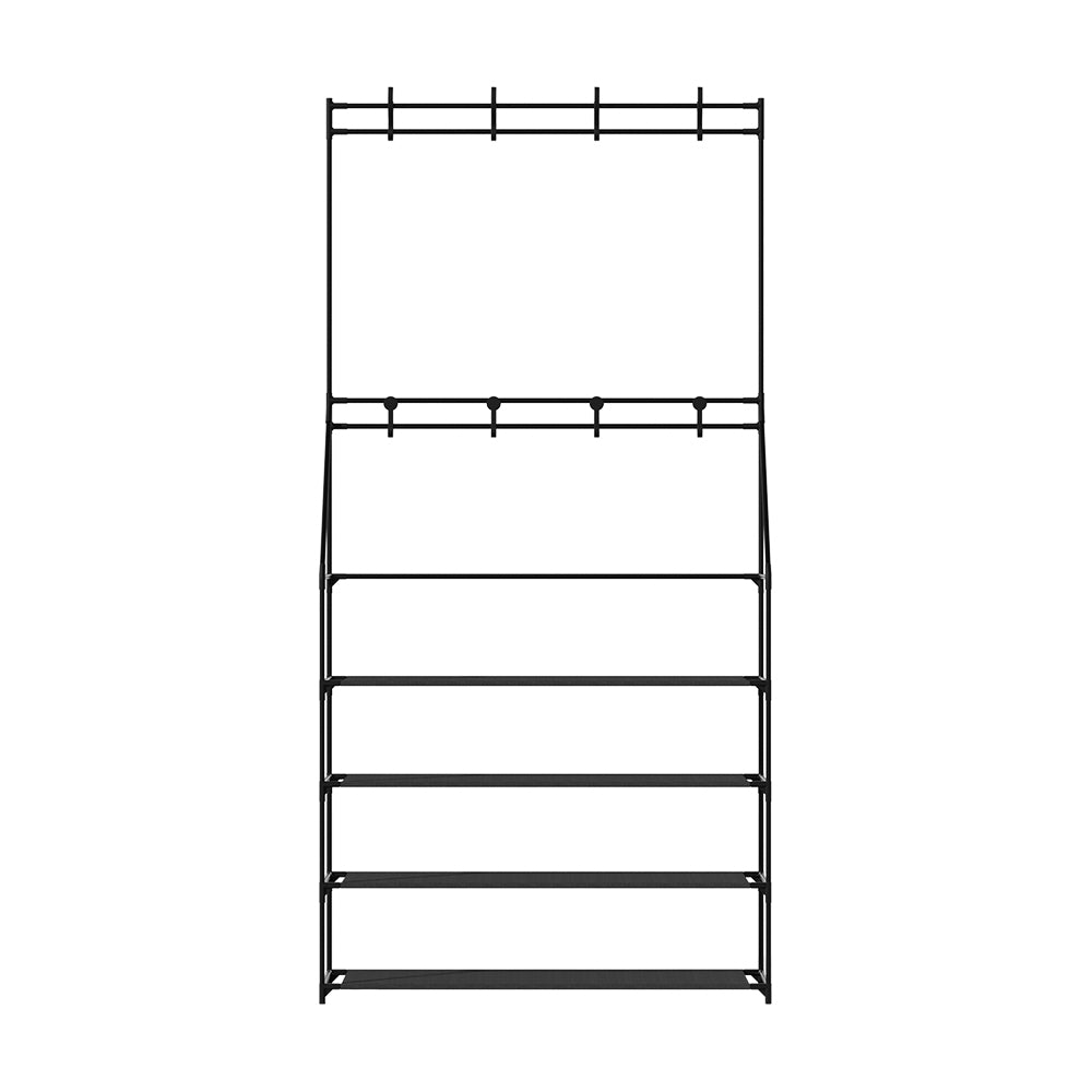 Artiss Shoe Rack Hall Tree 16 Pairs Black - Cosy Abode