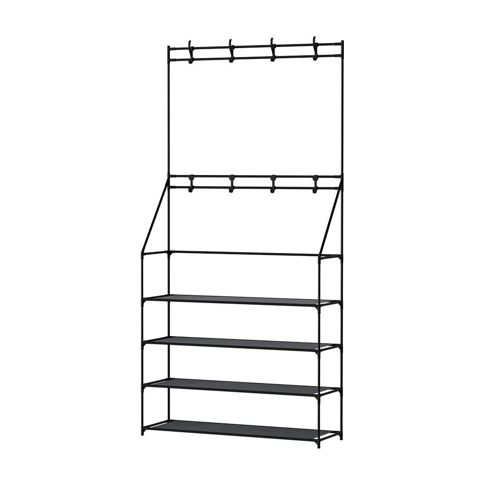 Artiss Shoe Rack Hall Tree 16 Pairs Black - Cosy Abode