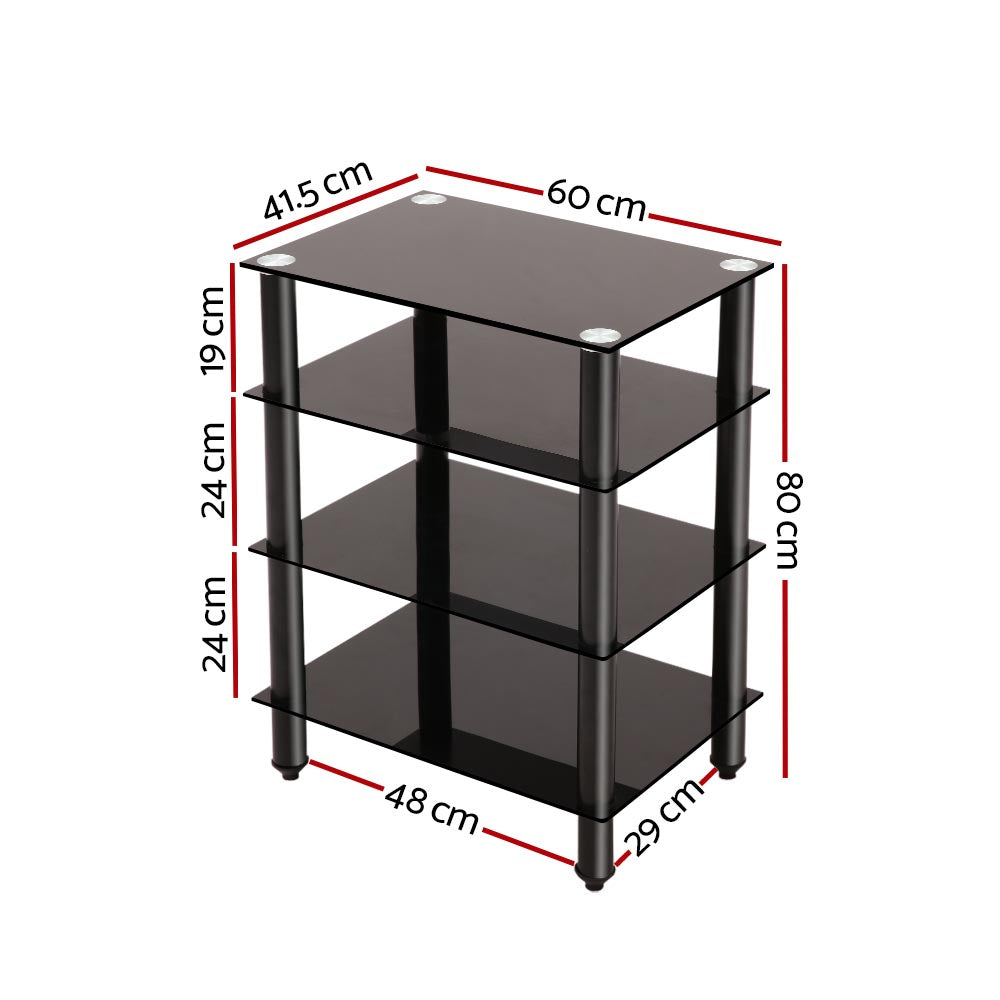 Artiss TV Stand 4 Tiers Storage Shelf Rack Tempered Glass Entertainment Unit - Cosy Abode