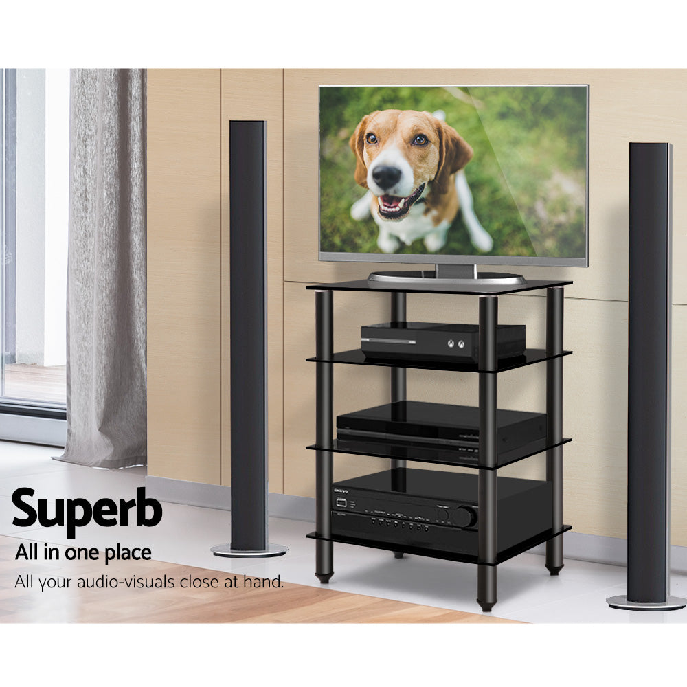 Artiss TV Stand 4 Tiers Storage Shelf Rack Tempered Glass Entertainment Unit - Cosy Abode