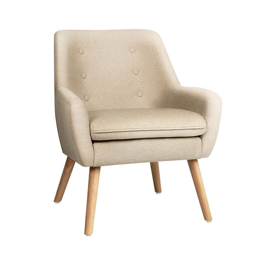 Artiss Fabric Dining Armchair - Beige - Cosy Abode