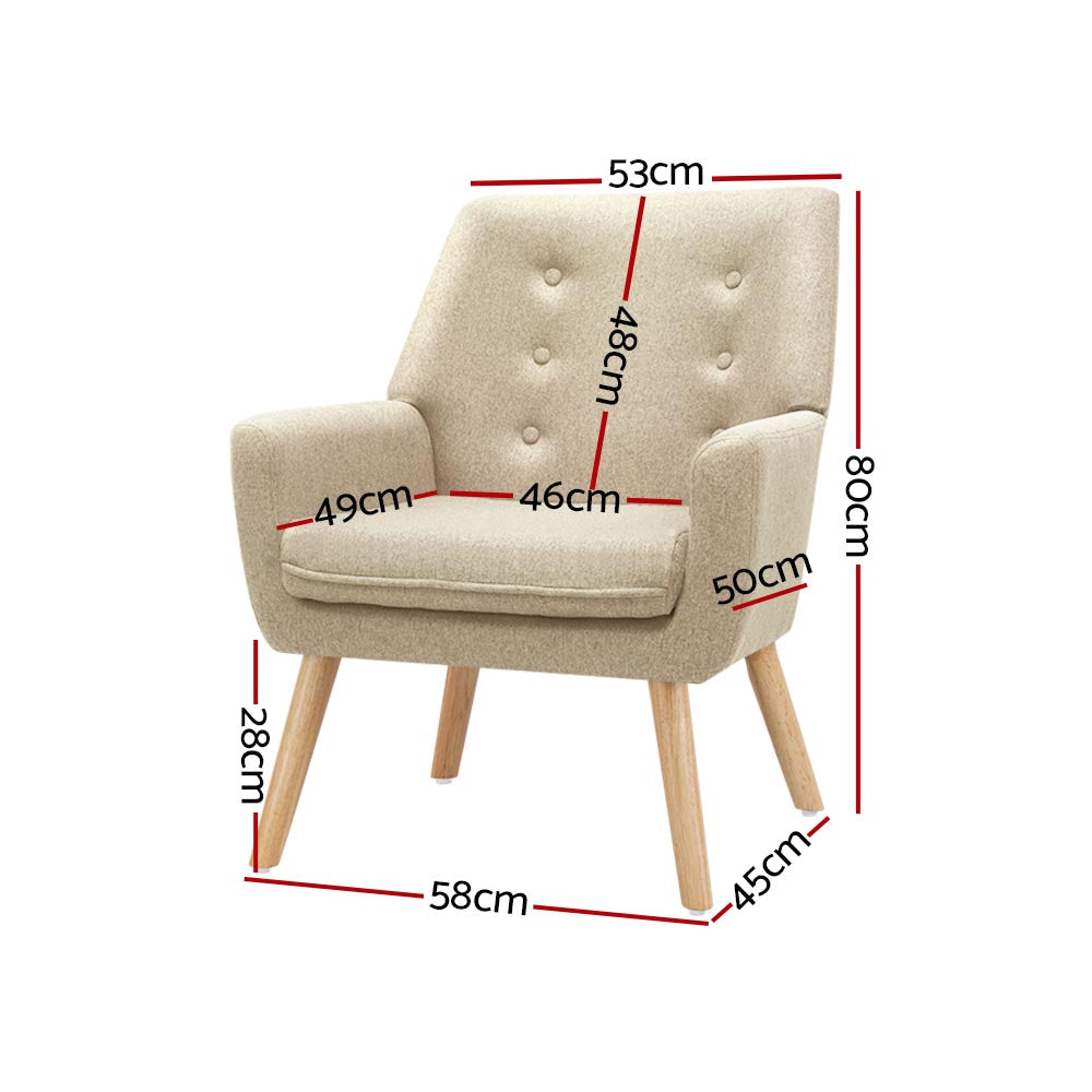 Artiss Fabric Dining Armchair - Beige - Cosy Abode