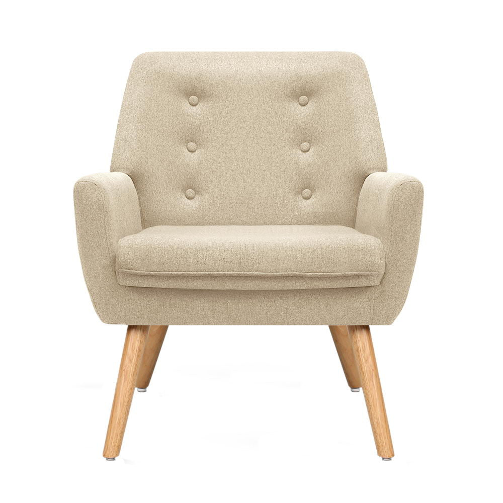 Artiss Fabric Dining Armchair - Beige - Cosy Abode
