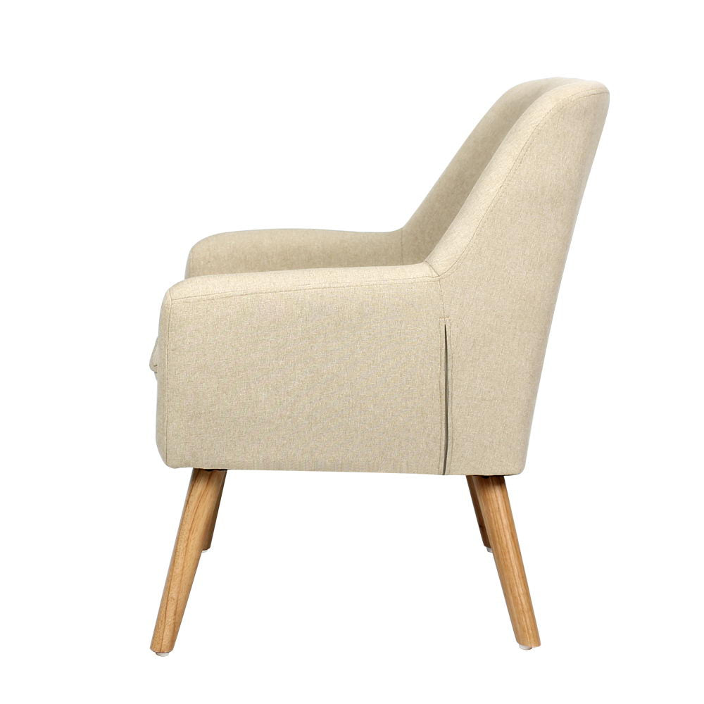 Artiss Fabric Dining Armchair - Beige - Cosy Abode