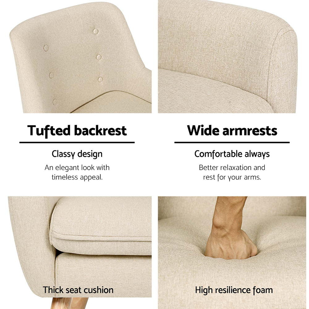 Artiss Fabric Dining Armchair - Beige - Cosy Abode