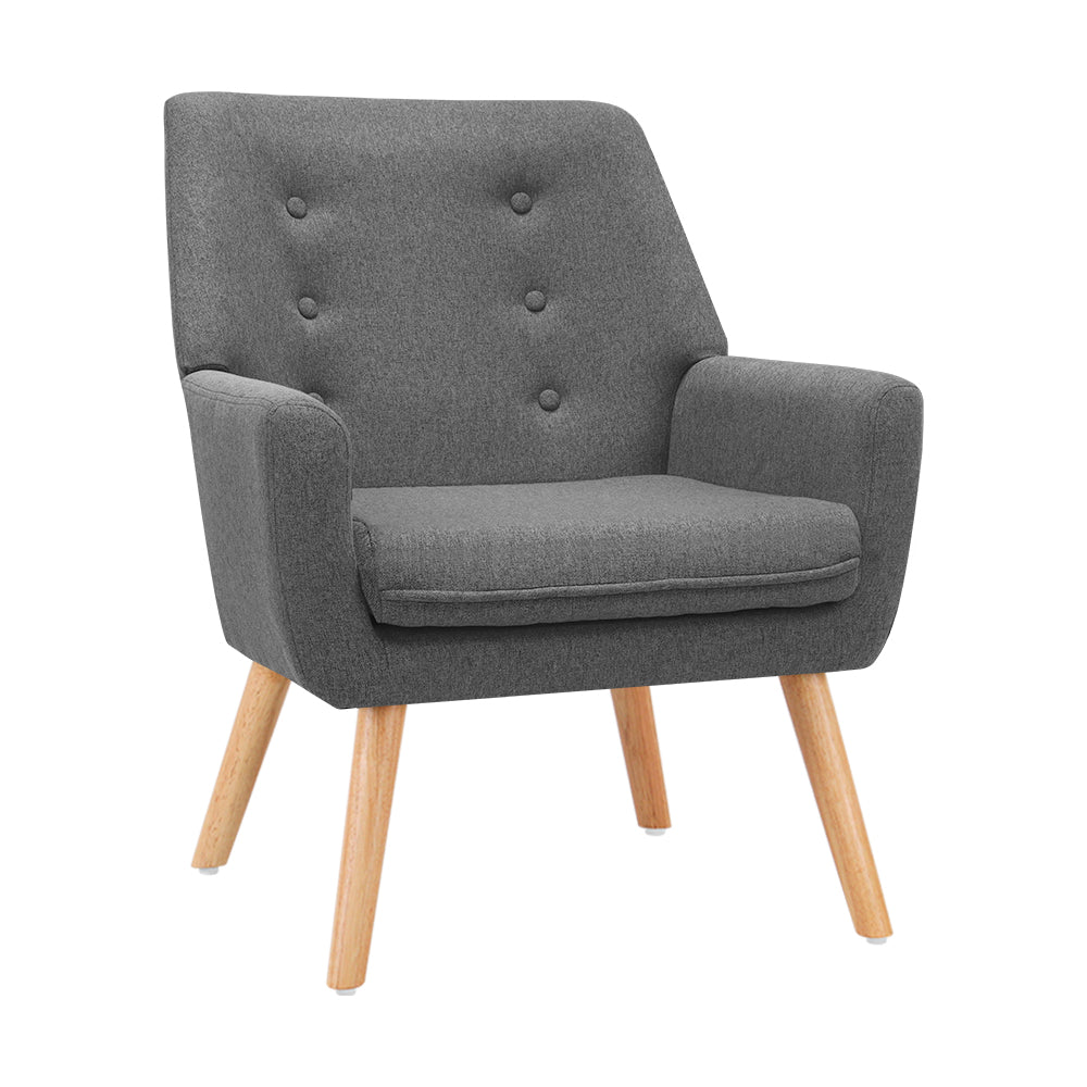Artiss Fabric Dining Armchair - Grey - Cosy Abode