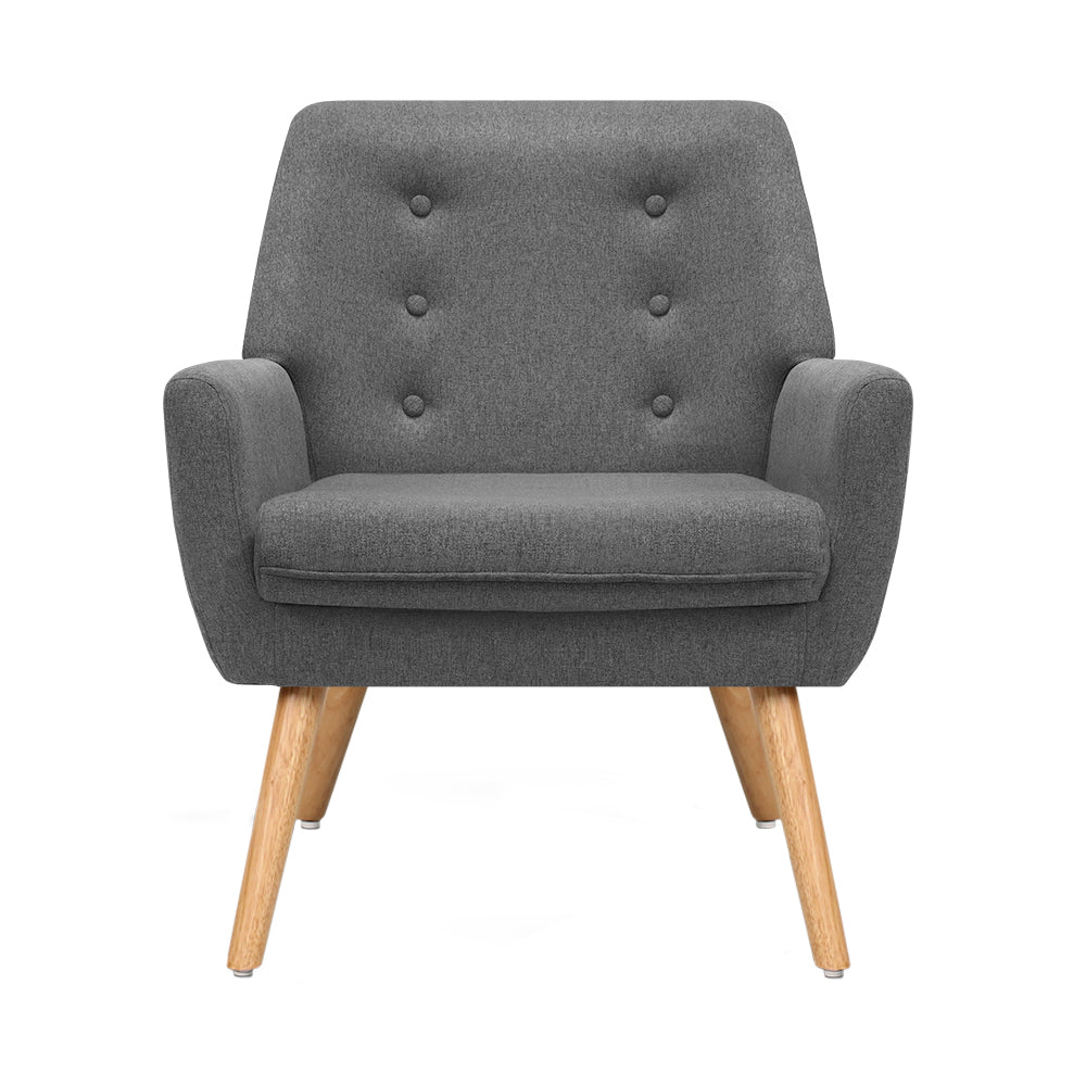 Artiss Fabric Dining Armchair - Grey - Cosy Abode