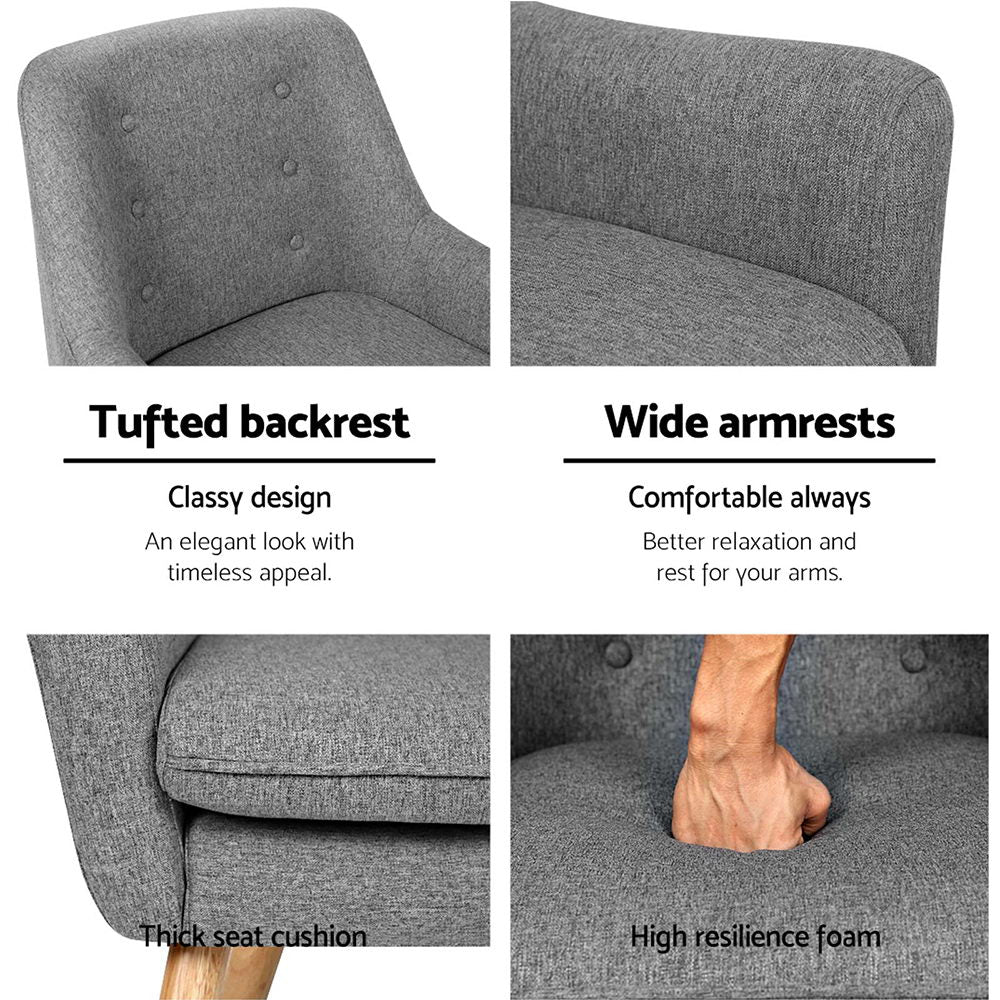 Artiss Fabric Dining Armchair - Grey - Cosy Abode