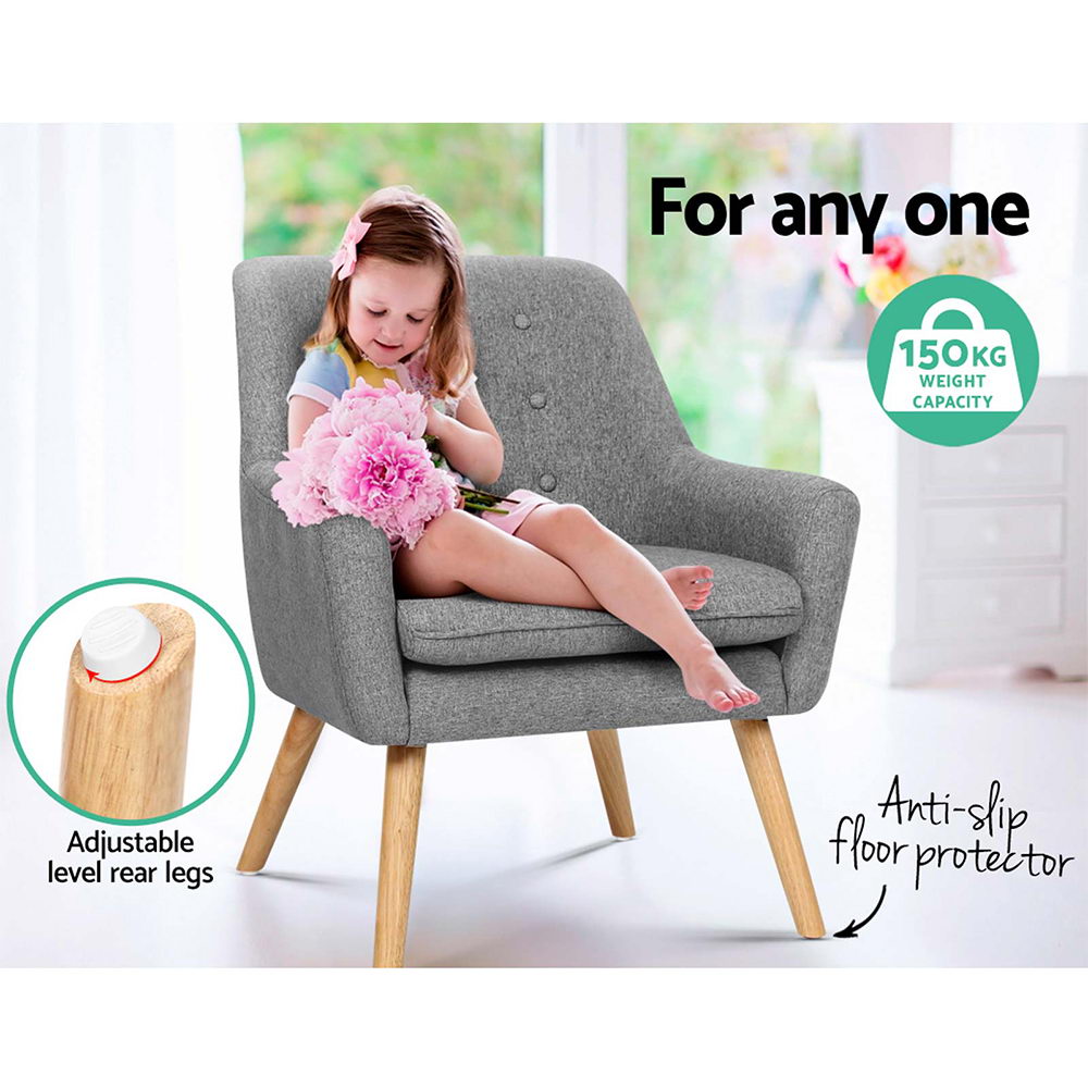 Artiss Fabric Dining Armchair - Grey - Cosy Abode