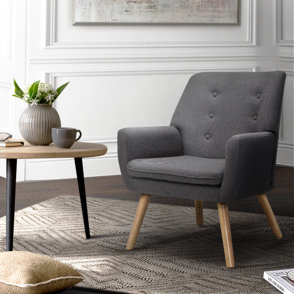 Artiss Fabric Dining Armchair - Grey - Cosy Abode