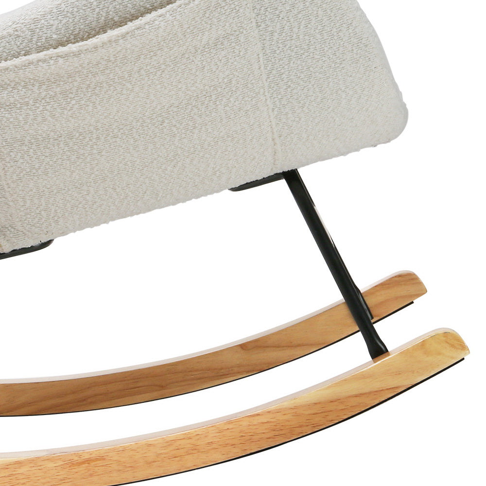 Artiss Rocking Chair Armchair Pillow Boucle White - Cosy Abode