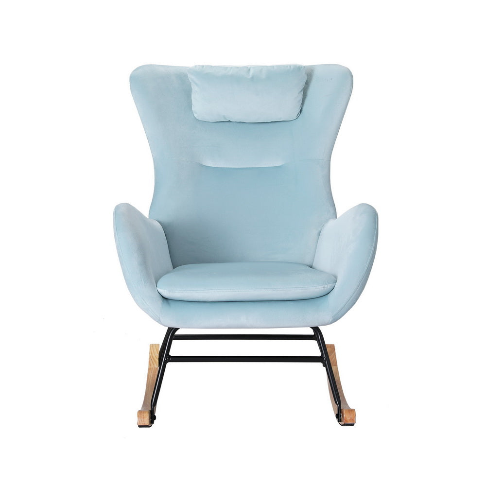 Artiss Rocking Chair Velvet Armchair Feeding Chair Blue - Cosy Abode