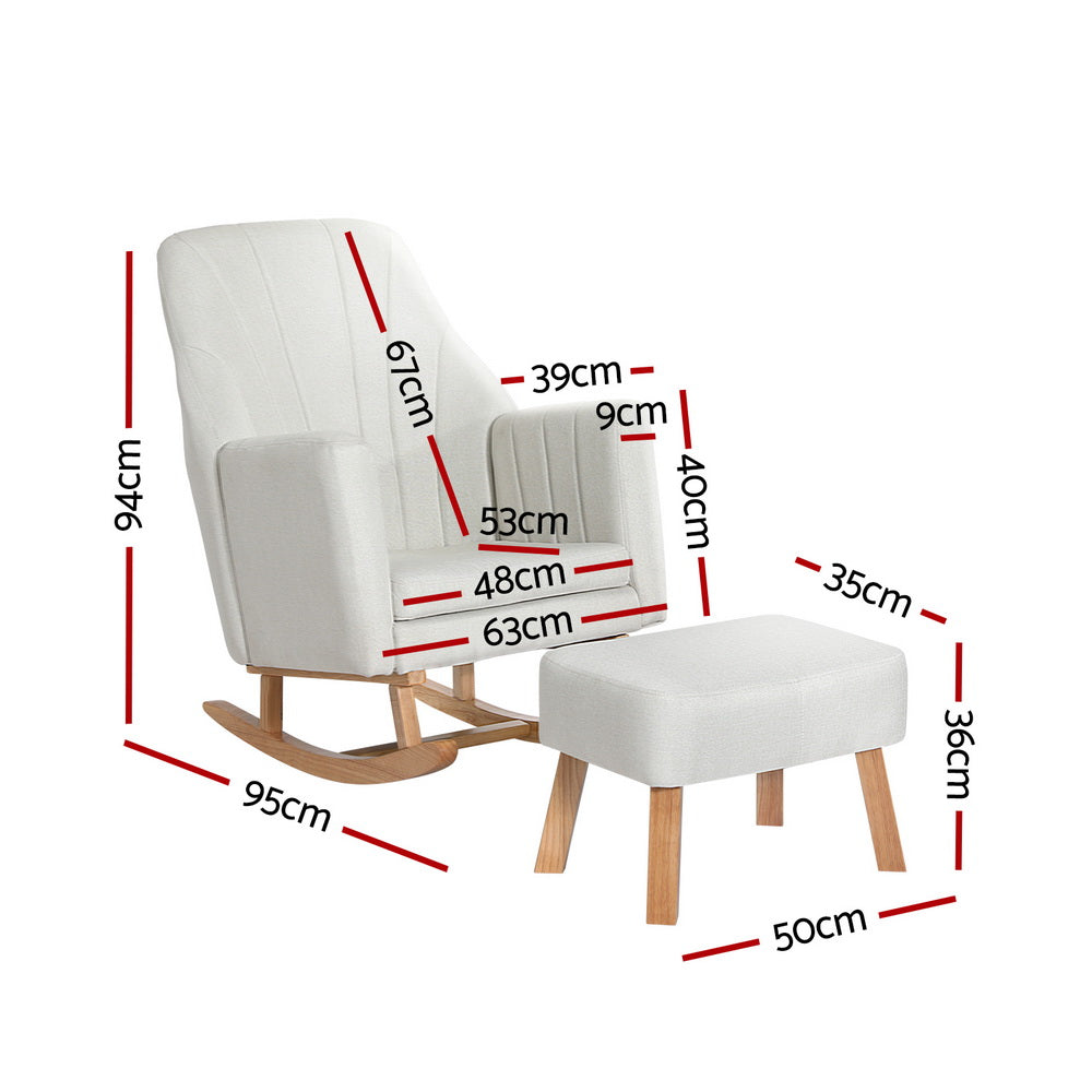 Artiss Rocking Chair Armchair Linen Fabric Beige Jonah - Cosy Abode