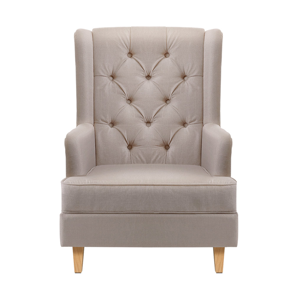 Artiss Rocking Chair Armchair Linen Fabric Beige Gaia - Cosy Abode