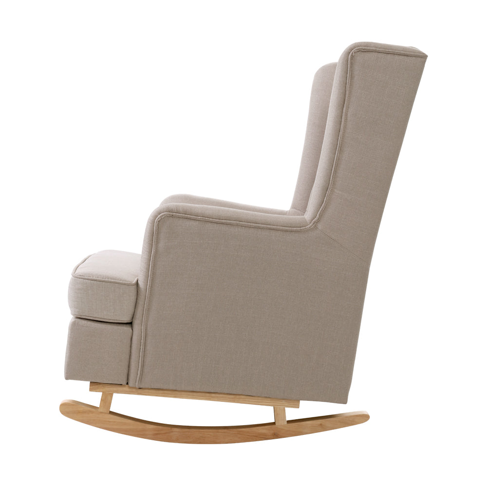 Artiss Rocking Chair Armchair Linen Fabric Beige Gaia - Cosy Abode