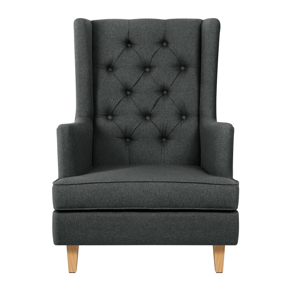 Artiss Rocking Chair Armchair Linen Fabric Charcoal Gaia - Cosy Abode