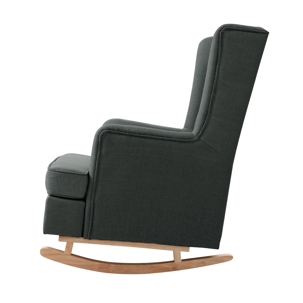 Artiss Rocking Chair Armchair Linen Fabric Charcoal Gaia - Cosy Abode