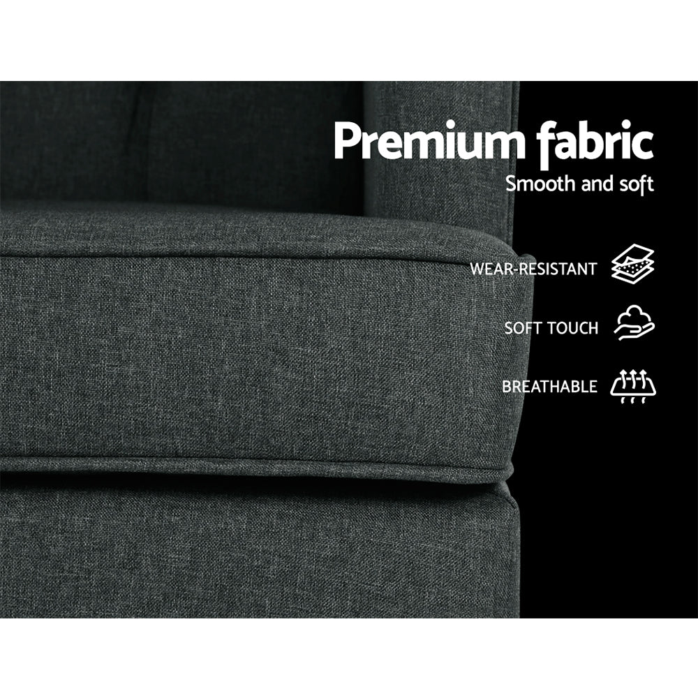 Artiss Rocking Chair Armchair Linen Fabric Charcoal Gaia - Cosy Abode
