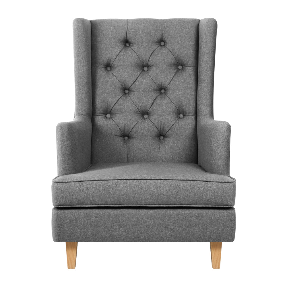 Artiss Rocking Chair Armchair Linen Fabric Grey Gaia - Cosy Abode