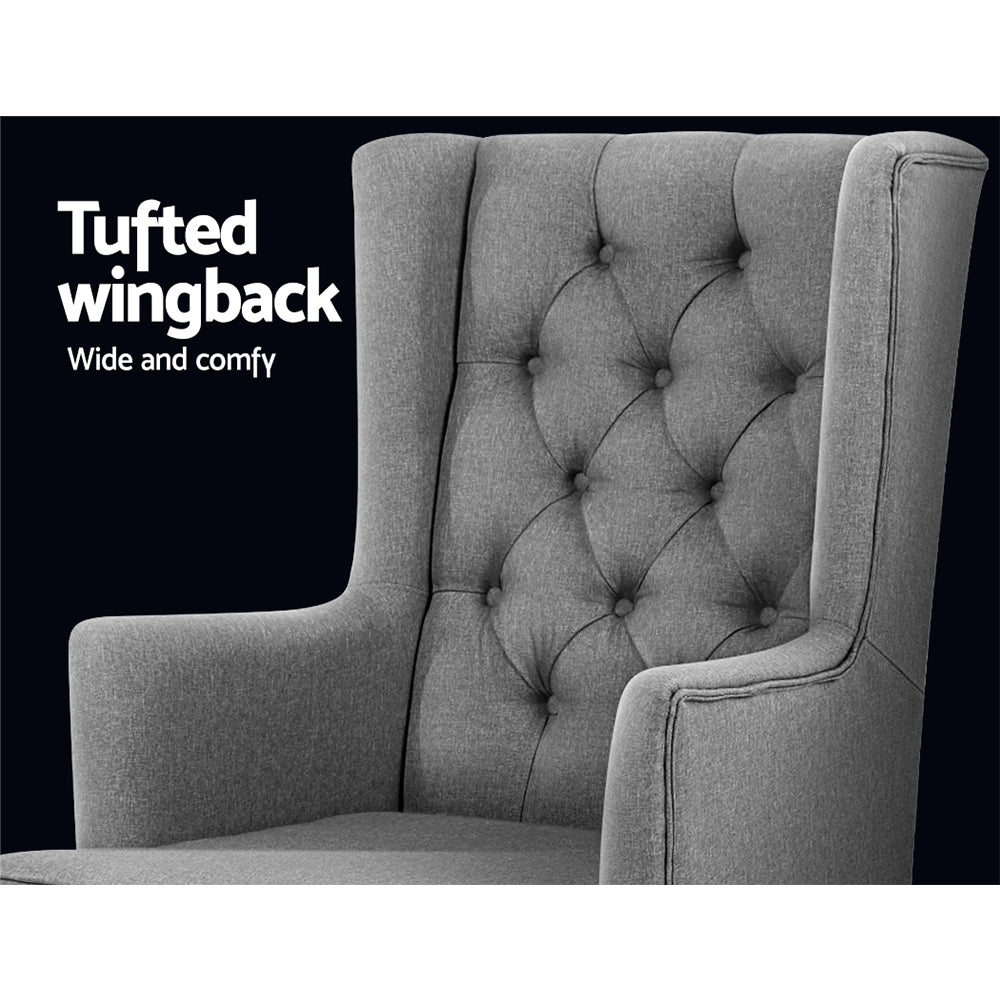 Artiss Rocking Chair Armchair Linen Fabric Grey Gaia - Cosy Abode