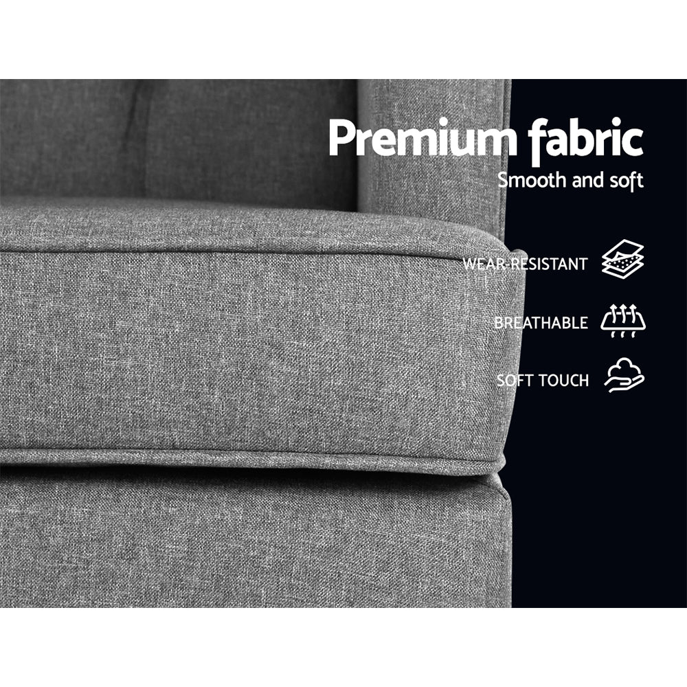 Artiss Rocking Chair Armchair Linen Fabric Grey Gaia - Cosy Abode