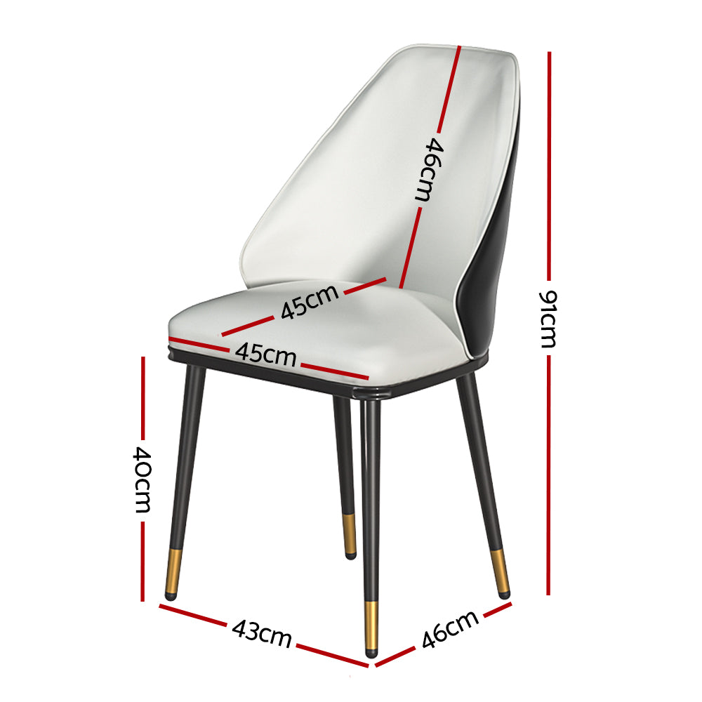Artiss Dining Chairs Set of 2 Leather Seat Beige and Black - Cosy Abode