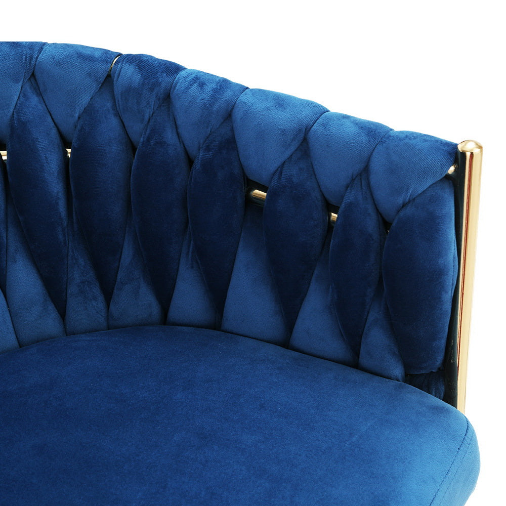 Artiss Dining Chair Velvet Weaving Armchair Blue - Cosy Abode