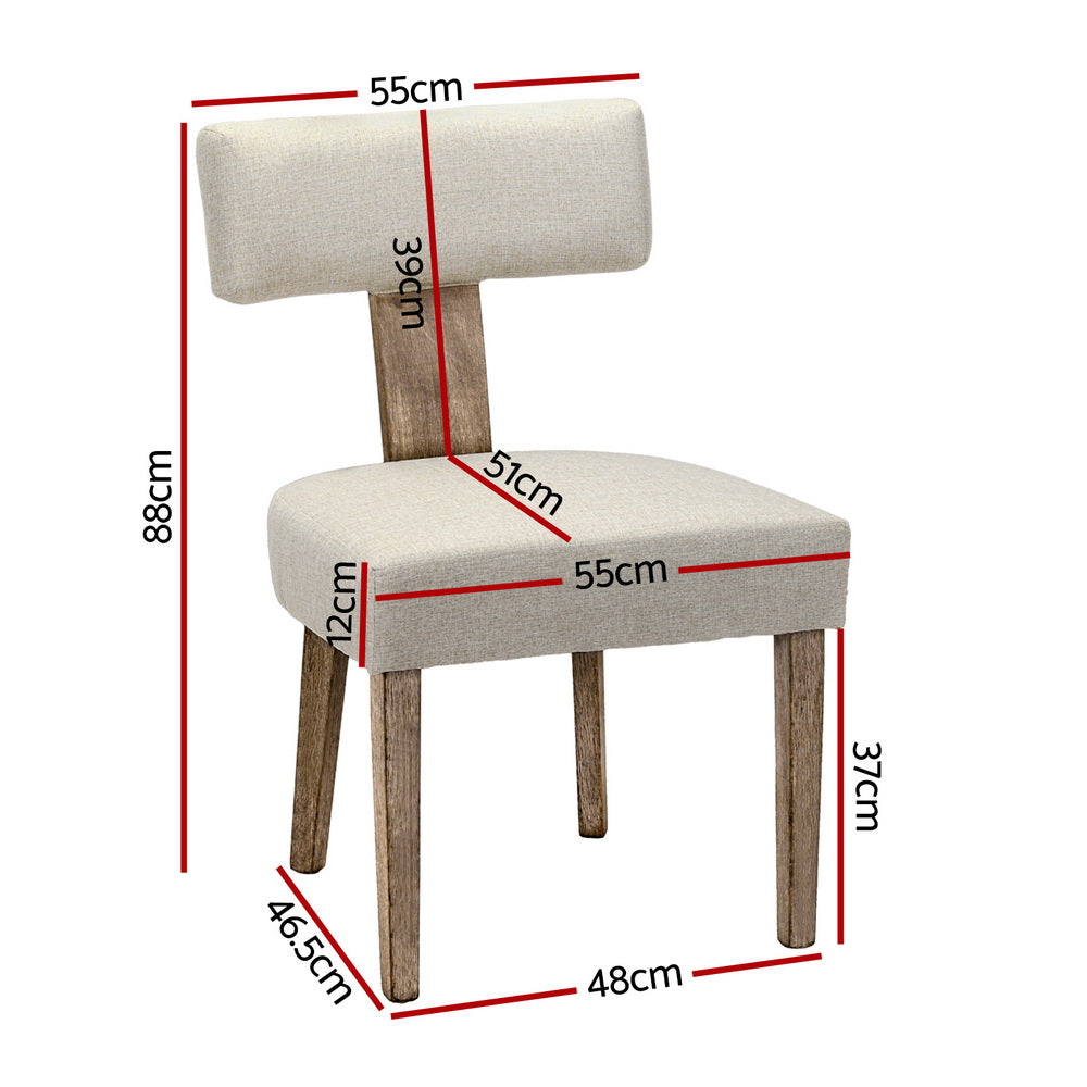 Artiss Dining Chairs Set of 2 Linen Fabric Wooden Beige - Cosy Abode