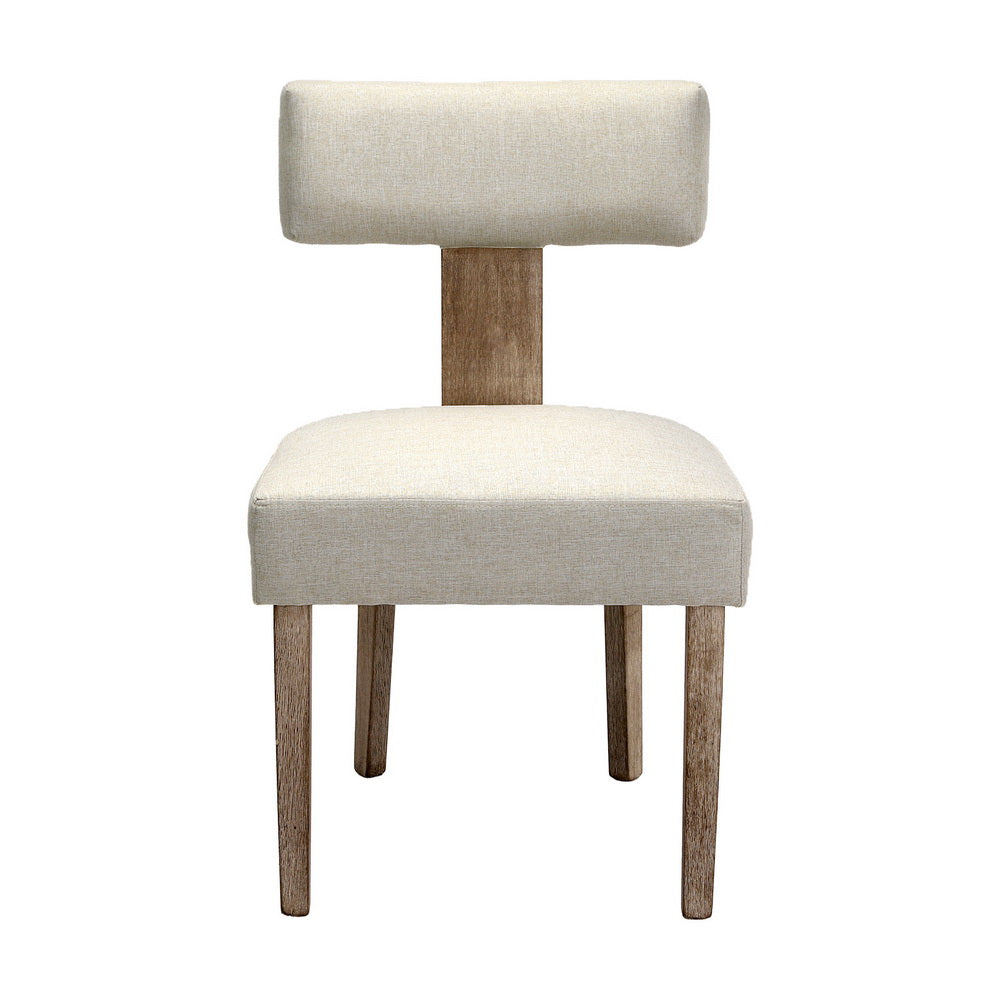 Artiss Dining Chairs Set of 2 Linen Fabric Wooden Beige - Cosy Abode