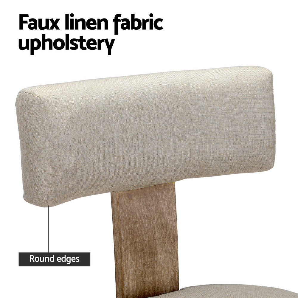 Artiss Dining Chairs Set of 2 Linen Fabric Wooden Beige - Cosy Abode