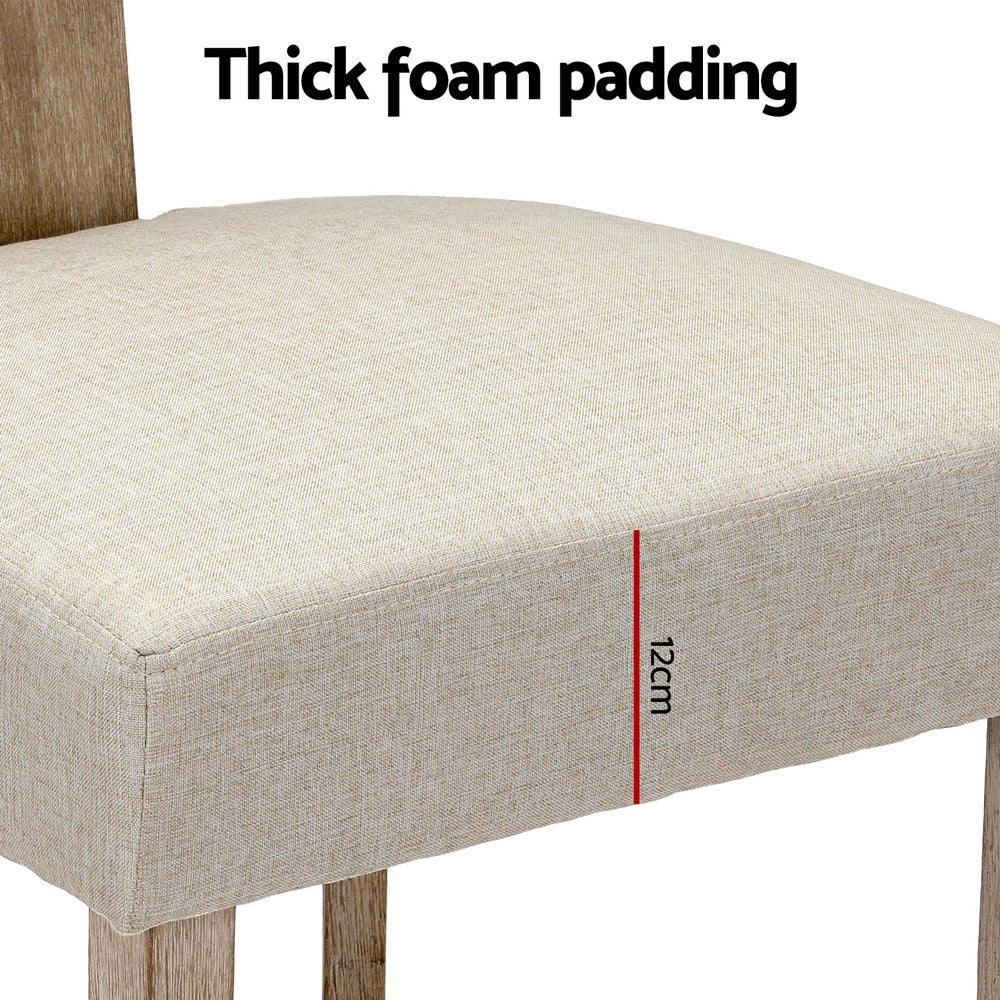 Artiss Dining Chairs Set of 2 Linen Fabric Wooden Beige - Cosy Abode